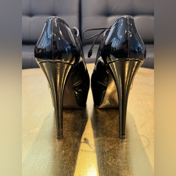 Stuart Weitzman Black Patent Leather Platform Lace-Up Heels size 6.5 - Picture 7 of 16